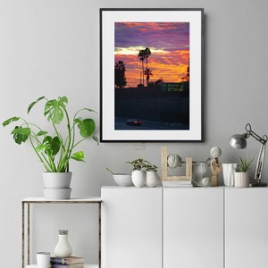 【おしゃれアートポスター】ロサンゼルス LA 海岸 ビーチ サンセット車 夕焼け 風景 景色 photo A4 A3 A2