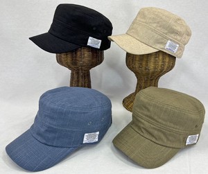 2024S/S　コットンリネンサイドワッペンレイル　キャップ　ワークキャップ　帽子