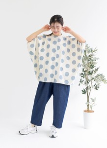 Button Shirt/Blouse Cotton Linen Dot Jacquard
