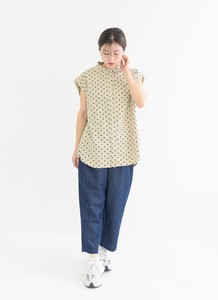 Button Shirt/Blouse Pudding Cotton Linen French Sleeve