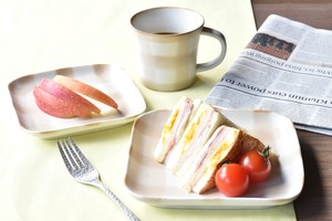 ほのかブラウンプレート（大）白系 洋食器 パン皿 角型プレート 日本製 美濃焼 カフェ風 おしゃれ モダン