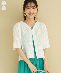 Button Shirt/Blouse V-Neck Embroidered Short Length 5/10 length 【2024NEW】