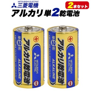 【備蓄・防災用にも】三菱電機 アルカリ乾電池 単2形（C） 2本パック