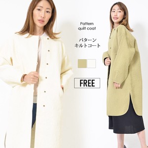 Coat Collarless Stitch Outerwear Long Cotton