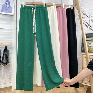 Full-Length Pant Plain Color Wide Pants Ladies' Straight