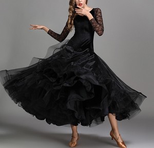 ドレス 社交ダンス衣装  練習着 競技用  長袖 無地  ゆったり  快適 レディースファッション  BYMA1808