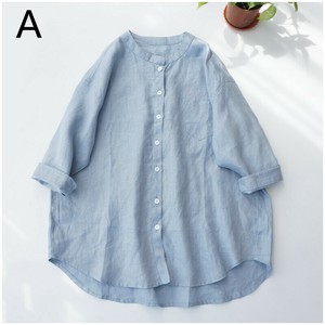 Button Shirt/Blouse Plain Color Ladies' M 7/10 length NEW