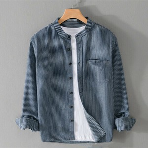 Button Shirt Plain Color Long Sleeves Casual Men's