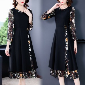 Casual Dress Long Sleeves Floral Pattern One-piece Dress Ladies'