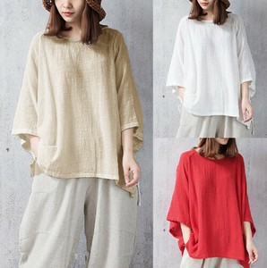 Button Shirt/Blouse Plain Color Long Sleeves Cotton Linen Ladies'