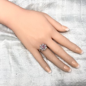 Rhinestone Ring sliver Pink Bijoux Rings Rhinestone Flowers