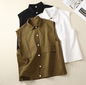 Button Shirt/Blouse Sleeveless Tops NEW