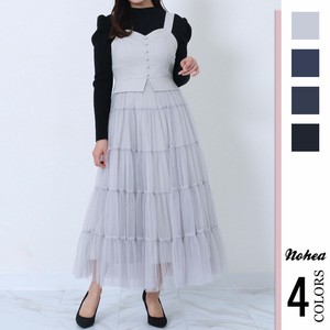 Casual Dress Tulle Long Denim One-piece Dress Jumper Skirt