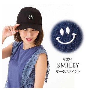 5%off  通年大人気のスマイルキャップ 春夏 帽子 スマイル刺繍が可愛い 58cm〜 SK
