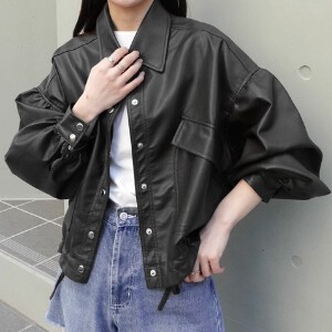 Jacket Faux Leather Outerwear Summer Blouson Spring 【2024NEW】 Autumn/Winter
