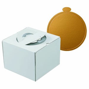 ケーキ箱 デコホワイト150 4.5号 上差し 金台紙付丸型 ヤマニパッケージ