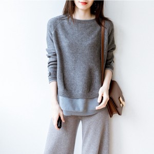 Sweater/Knitwear Knitted Plain Color Long Sleeves T-Shirt Ladies'