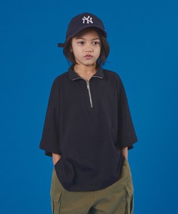 Kids' Short Sleeve T-shirt Plain Color T-Shirt Half Zipper