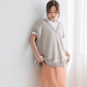 Sweater/Knitwear Slit Japanese Fine Pattern Retro Pattern V-Neck Sweater Vest