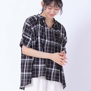 Button Shirt/Blouse Pullover Check Simple