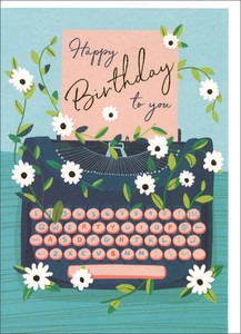 グリーティングカード 誕生日「花のタイプライター」 メッセージカード イラスト 2024新作