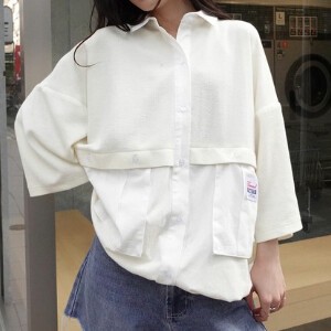 Pre-order Button Shirt/Blouse Docking Tops Summer Casual Spring