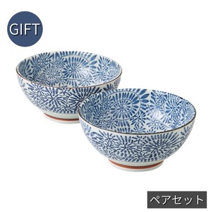 [ギフト] 藍染たこ唐草麺鉢ペア 美濃焼 日本製
