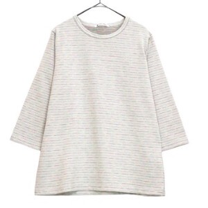 日本製　幾何柄クルーネック七分袖Tシャツ　142404　LLサイズ有