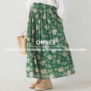 Cotton Voile All-Over Print Gathered Skirt