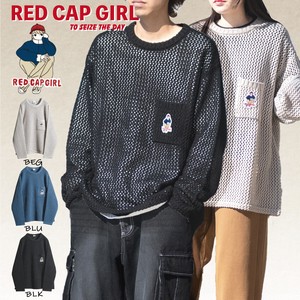 【24SS新作】RED CAP GIRL メッシュニット 胸ワッペン クルーネック