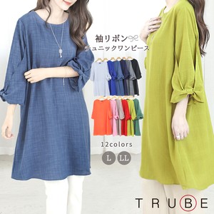 Tunic Sleeve Ribbon L One-piece Dress 【2024NEW】
