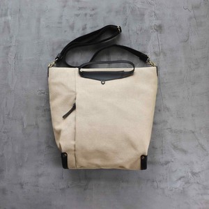 エルダーリネン帆布トートバッグ　/　日本製　レザー　本革　バッグ　鞄　モノトーン