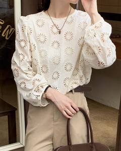 Button Shirt/Blouse Flower Cut Lace Blouse 2024 Spring/Summer
