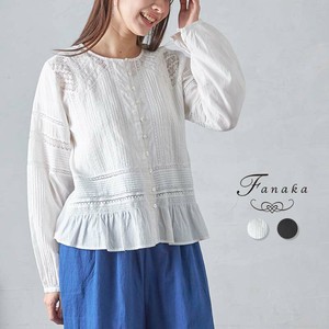Button Shirt/Blouse Leaver Lace Pintucked Blouse Fanaka