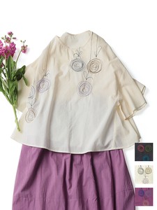 Button Shirt/Blouse Pullover Spring/Summer Cotton Embroidered