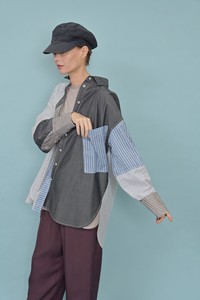Button Shirt/Blouse Patchwork Stripe Spring/Summer