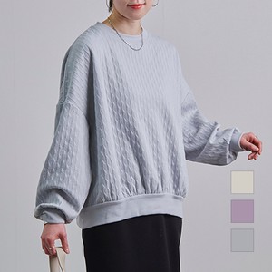 T-shirt Pullover Jacquard Crew Neck Patterned All Over Volume Puff Sleeve 【2024NEW】