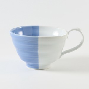 波佐見焼　ビューティフルカラー（ハーフカラー）　スープカップ　ブルー（半分色あり）　日本製