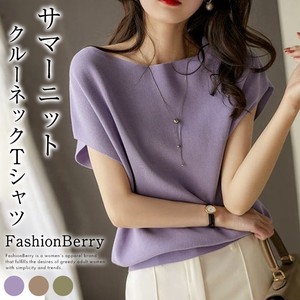 【2024新作】クルーネック Tシャツ サマーニット 韓国ファッション
