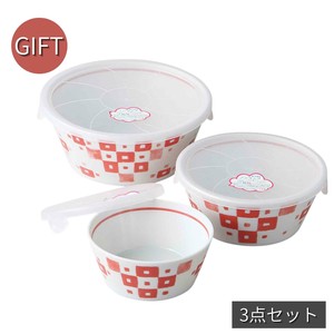 Mino ware Donburi Bowl Gift Set Red Made in Japan