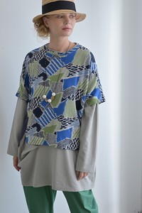 Vest/Gilet Dolman Sleeve Geometric Pattern Jacquard Spring/Summer Switching Made in Japan