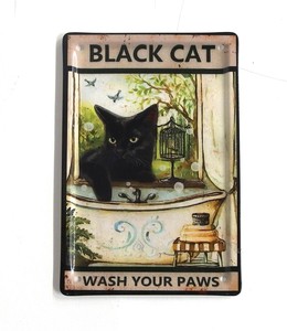 ﾒﾀﾙﾎﾟｽﾄｶｰﾄﾞ BLACK CAT　猫/はがき/手紙/レター