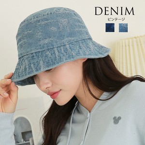 2024 春夏 帽子 DENIM好きにおすすめ ダメージデニムバケット ビンテージ風デニムスタイル ML