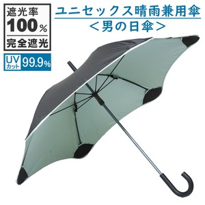 60cm　男の日傘　完全遮光　長傘　ユニセックス　遮光率100%