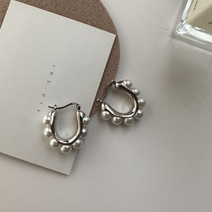Pierced Earrings Silver Post Pearl sliver 2024 Spring/Summer