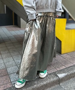 【SDギャザリング】メタリック パイピング フレア ギャザー スカート カジュアル シャイニー キラキラ