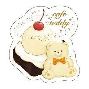 【箔押し】cafe teddy ステッカー「ケーキ」【ROKKAKU】【日本製】