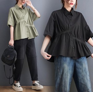 【SDギャザリング】2color 斜めギャザーラインデザインシャツ・ブラウス【新作】