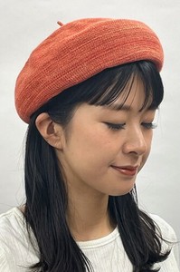【24年春夏】【新作】綿麻素材のメランジニットベレー帽