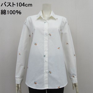 【SALE】綿100%花刺繍シャツブラウスジャケット【大きいサイズ】 88322